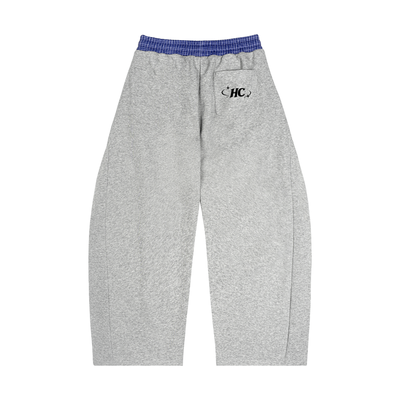 Unisex Plaid Waistband Sweatpants- Grey